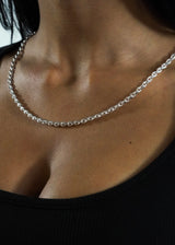 Women's 925 Sterling Silver - 4mm Diamond Cut Rolo Cable Chain