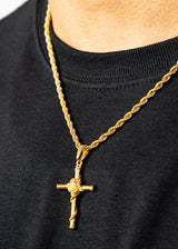 Gold Rose Cross Pendant