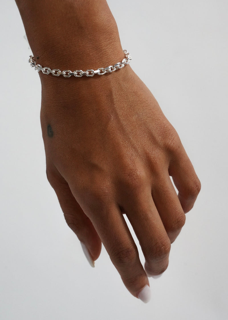 Women's 925 Sterling Silver - 4mm Diamond Cut Rolo Cable Bracelet
