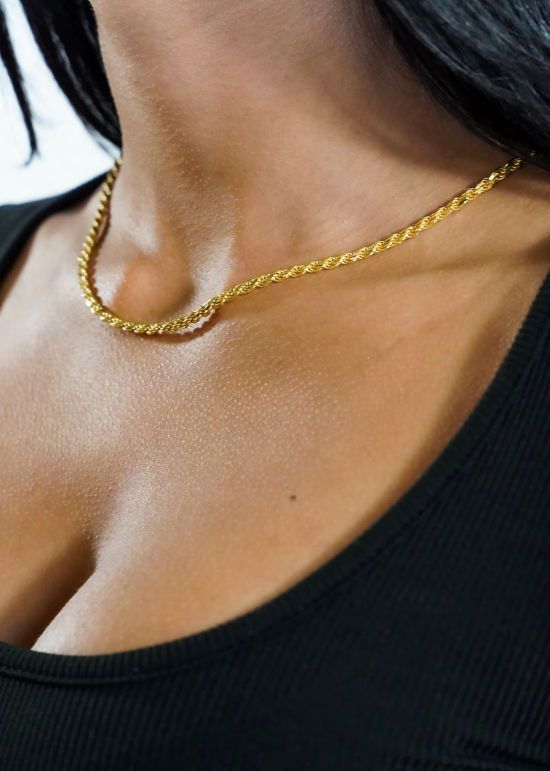 Women's 925 Sterling Silver - Gold 3mm Diamond Cut Rope Chain